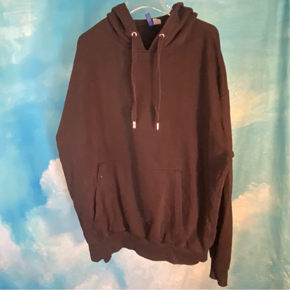 DIVIDED H&M OVERSIZED BLACK PULLOVER HOODIE - SZ XL - Picture 1 of 4